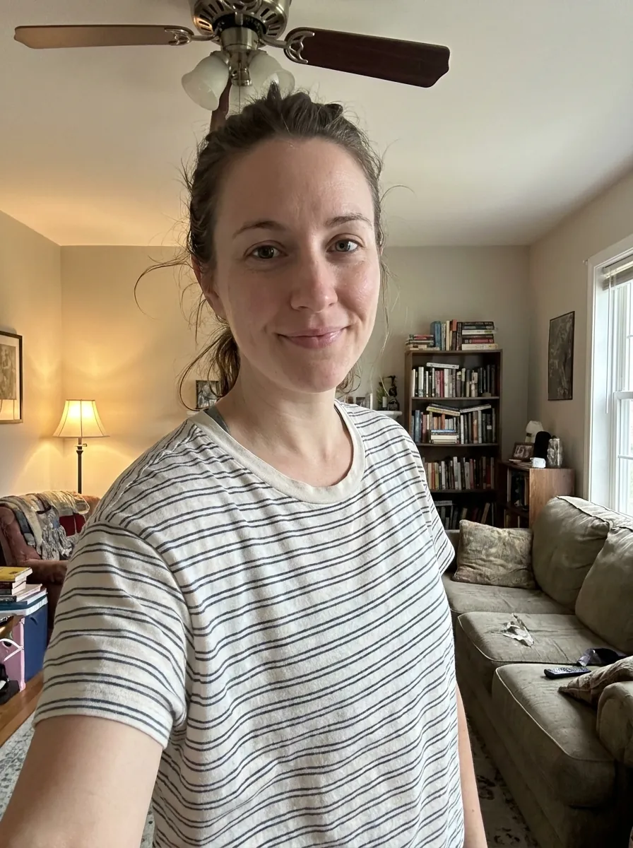 Phone selfie, woman, at home